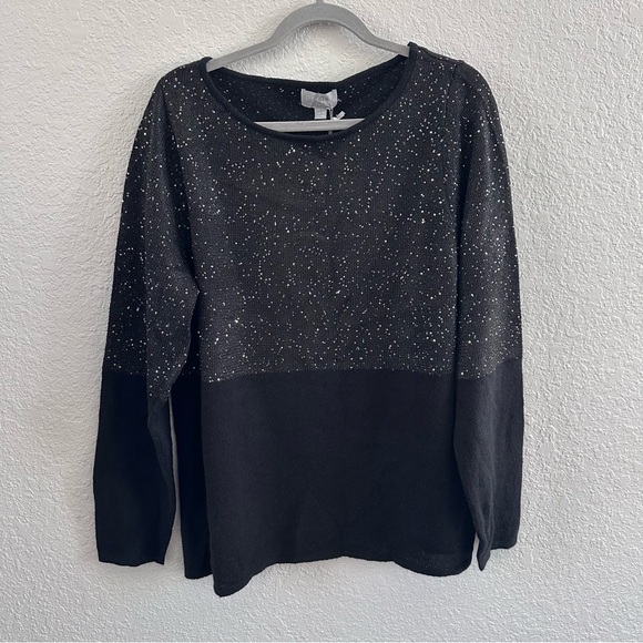 Pure Collection Gassato Black Cashmere Sparkle Sweater NWT Size 18 - Picture 3 of 13